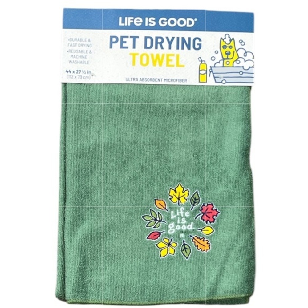 Life is good - 2/$28 - ‘Leaves green’ pet drying towel. NWT.
